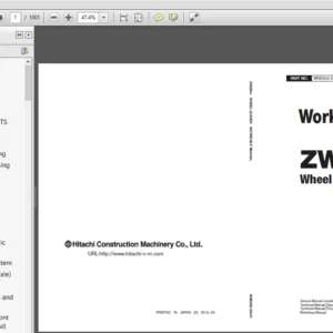 Hitachi ZW220-6 Wheel Loader Workshop + Troubleshooting + Operational Principle + Electrical-Hydraulic Circuit Manual - PDF Download