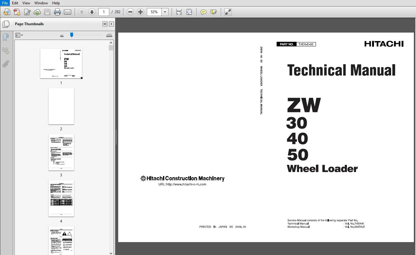 Hitachi ZW30 40 50 Wheel Loader Workshop + Technical Manual - PDF Download - Image 2
