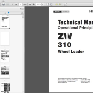 Hitachi ZW310 Wheel Loader Operator's+Parts+Troubleshooting+Operational Manual+Workshop Manual - PDF DOWNLOAD