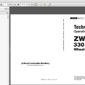 Hitachi ZW330 Wheel Loader Operational Principle+Troubleshooting Manual - PDF DOWNLOAD