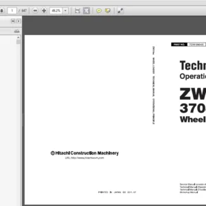 Hitachi ZW370-G Wheel Loader Operational Principle+Troubleshooting+Workshop Manual - PDF DOWNLOAD