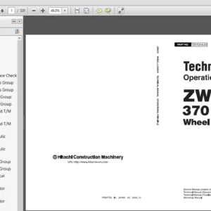 Hitachi ZW370 Wheel Loader Operational Principle+Troubleshooting Manual - PDF DOWNLOAD