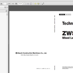 Hitachi ZW50 Wheel Loader Electrical Circuit Diagram + Technical Manual - PDF Download