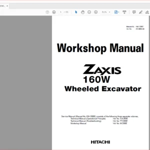 Hitachi ZX 160W Wheeled Excavator Troubleshooting+Parts+Workshop Manual - PDF DOWNLOAD