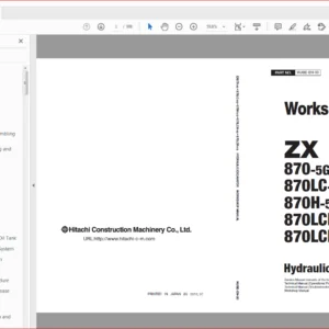 Hitachi ZX 870-5G 870LC-5G 870H-5G 870LCH-5G 870LCR-5G Hydraulic Excavator Technical Workshop + Troubleshooting + Operational Principle Manual - Download