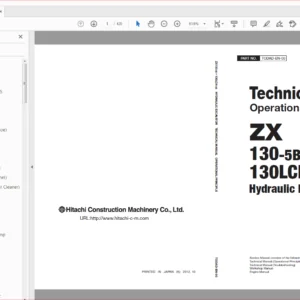 Hitachi ZX130-5B 130LCN-5B Hydraulic Excavator Operational Principle+Troubleshooting+Workshop Manual - PDF DOWNLOAD