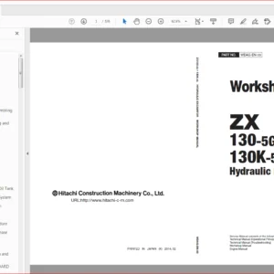 Hitachi ZX130-5G 130K-5G Hydraulic Excavator Workshop Manual - PDF DOWNLOAD