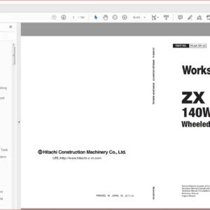 Hitachi ZX140W-5B Wheeled Excavator Operational Principle+Troubleshooting+Workshop Manual - DOWNLOAD