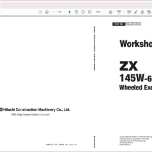 Hitachi ZX145W-6 Wheeled Excavator Operational Principle+Troubleshooting+Workshop Manual - PDF DOWNLOAD