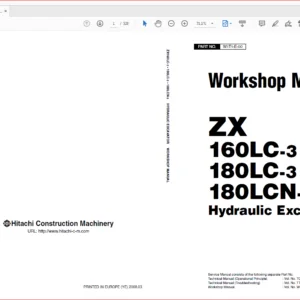 Hitachi ZX160LC-3 180LC-3 180LCN-3 Excavator Operational Principle+Troubleshooting+Workshop Manual - PDF DOWNLOAD