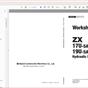 Hitachi ZX17U-5A 19U-5A Hydraulic Excavator Workshop + Technical + Electrical-Hydraulic Circuit Manual - PDF Download