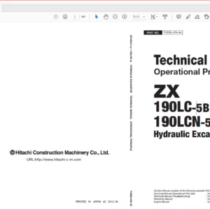 Hitachi ZX190LC-5B 190LCN-5B Hydraulic Excavator Operational Principle+Troubleshooting Manual - PDF DOWNLOAD