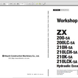 Hitachi ZX200-5A 200LC-5A 210H-5A 210LCH-5A 210K-5A 210LCK-5A Excavator Operational Principle+Troubleshooting+Workshop Manual - PDF DOWNLOAD