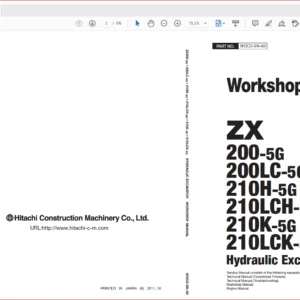 Hitachi ZX200-5G 200LC-5G 210H-5G 210LCH-5G 210K-5G 210LCK-5G Excavator Operational Principle+Troubleshooting+Parts+Workshop Manual - PDF DOWNLOAD