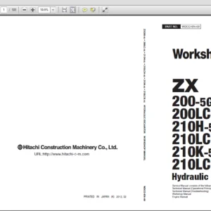 Hitachi ZX200-5G 200LC-5G 210H-5G 210LCH-5G 210K-5G 210LCK-5G Excavator Operational Principle+Troubleshooting+Workshop Manual - PDF DOWNLOAD