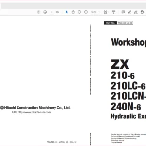 Hitachi ZX210-6 210LC-6 210LCN-6 240N-6 Excavator Operational Principle+Troubleshooting+Workshop Manual - PDF DOWNLOAD