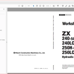 Hitachi ZX240-5G ZX240LC-5G ZX250H-5G ZX250LCH-6 Excavator Operational Principle+Troubleshooting+ Workshop Manual - PDF DOWNLOAD