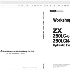 Hitachi ZX250LC-6 ZX250LCN-6 Excavator Operataional Principle+Troubleshooting+Workshop Manual - PDF DOWNLOAD