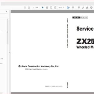 Hitachi ZX250W-3 Wheeled Material Handler Electrical-Hydraulic Circuit+Service Manual - PDF DOWNLOAD