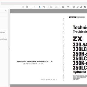 Hitachi ZX330-5A 330LC-5A 350H-5A 350LCH-5A 350K-5 Excavator Troubleshooting+Workshop Manual - PDF DOWNLOAD