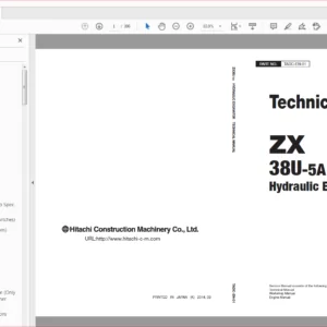 Hitachi ZX38U-5A Hydraulic Excavator Technical + Electrical-Hydraulic Circuit Manual - PDF Download