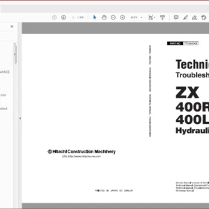 Hitachi ZX400R-3 400LCH-3 Hydraulic Excavator Operational Principle+Troubleshooting+Parts+ Operator's Manual - PDF DOWNLOAD