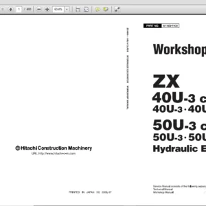 Hitachi ZX40U-3 40U-3F 50U-3 50U-3F Hydraulic Excavator Workshop Manual - PDF DOWNLOAD