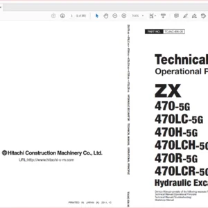 Hitachi ZX470-5G 470LC-5G 470H-5G 470LCH-5G 470R-5G 470LCR-5G Excavator Operational Principle+Troubleshooting+Workshop Manual - PDF DOWNLOAD