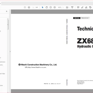 Hitachi ZX68USR-5A Hydraulic Excavator Technical+Electrical-Hydraulic Circuit+Workshop Manual - PDF DOWNLOAD