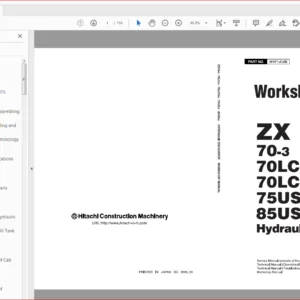 Hitachi ZX70-3 70LC-3 70LCN-3 75US-3 85US-3 Hydraulic Excavator Workshop Manual - PDF DOWNLOAD