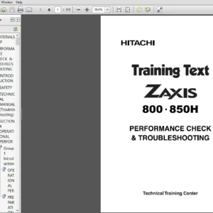 Hitachi ZX800 850H Hydraulic Excavator Workshop + Operational Principle + Troubleshooting + Maintenance + Harness Circuit Manual - PDF Download