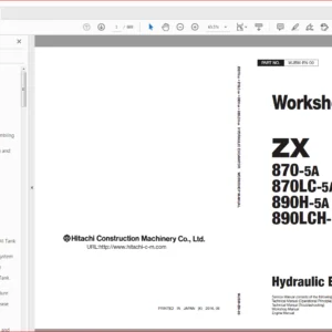 Hitachi ZX870-5A 870LC-5A 890H-5A 890LCH-5A Hydraulic Excavator Workshop + Operational Principle + Troubleshooting + Electrical-Hydraulic Circuit Manual - Download