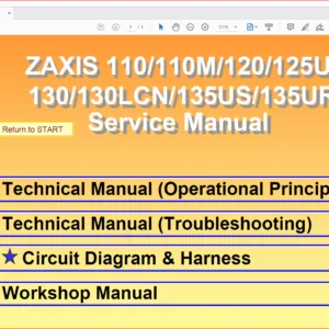 Hitachi Zaxis 110 110M 120 130 130LCN 125US 135US 135UR Excavator Operational Principle+Troubleshooting+Workshop Manual - PDF DOWNLOAD