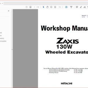 Hitachi Zaxis 130W Wheeled Excavator Troubleshooting+Parts Catalog+Workshop Manual - PDF DOWNLOAD