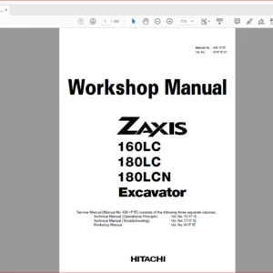 Hitachi Zaxis 160LC 180LC 180LCN Excavator Workshop Manual - PDF DOWNLOAD
