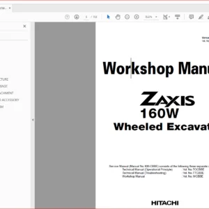 Hitachi Zaxis 160W Wheeled Excavator Parts Catalog+Workshop Manual - PDF DOWNLOAD