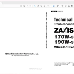 Hitachi Zaxis 190w-3 Wheeled Excavator Operational Principle+Troubleshooting+Parts Catalog Manual - PDF DOWNLOAD