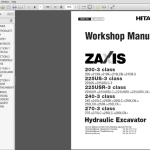 Hitachi Zaxis 200-3 225US-3 225USR-3 240-3 270-3 Excavator Operational Principle+Troubleshooting+Workshop Manual - PDF DOWNLOAD