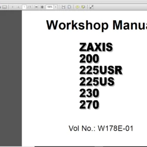 Hitachi Zaxis Class 200 225 230 270 Excavator Operational Principle+Troubleshooting+Workshop Manual - PDF DOWNLOAD