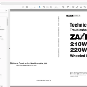 Hitachi Zaxis 210W-3 220W-3 Excavator Operational Principle+Troubleshooting+Parts Catalog Manual - PDF DOWNLOAD