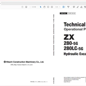 Hitachi Zaxis 270 270LC 280LC 280LCN Excavator Operational Principle+Troubleshooting+Workshop Manual - PDF DOWNLOAD