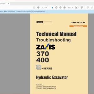 Hitachi Zaxis 370 400 Hydraulic Excavator Electrical Circuit+Operational Principle+Troubleshooting Manual - PDF DOWNLOAD
