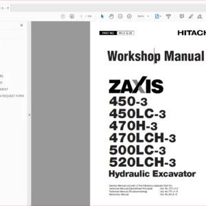 Hitachi Zaxis 450-3 450LC-3 470H-3 470LCH-3 500LC-3 520LCH-3 Excavator Operational Principle+Troubleshooting+Workshop Manual - PDF DOWNLOAD