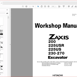 Hitachi Zx200 225USR 225US Excavator Operational Principle+Parts+Troubleshooting+Workshop Manual - PDF DOWNLOAD