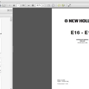NEW HOLLAND E16  E18 WORKSHOP SERVICE MANUAL ENGLISH 60413396 - PDF DOWNLOAD
