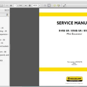 NEW HOLLAND E45B SR  E50B SR  E55B Mini Excavator SERVICE MANUAL 47574277B - PDF DOWNLOAD