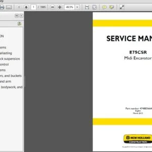 NEW HOLLAND E75CSR Midi Excavator Service Manual 47488366A - PDF DOWNLOAD