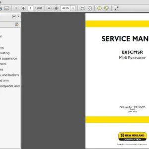 NEW HOLLAND E85CMSR Midi Excavator SERVICE MANUAL 47516729A - PDF DOWNLOAD