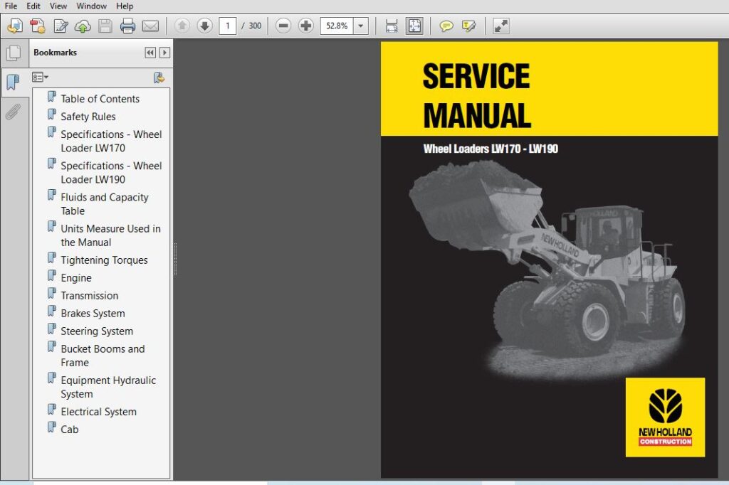 NEW HOLLAND LW170 LW190 WHEEL LOADER SERVICE MANUAL 75131016 - PDF ...