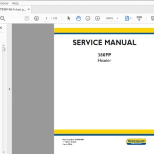 New Holland 380FP Header Service Repair Manual (47998496) New Holland 380FP - PDF Download